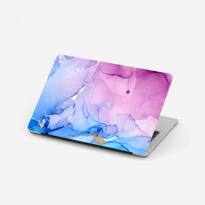Laptop-Aufkleber rosa und blaue marmorierte abstraktion
