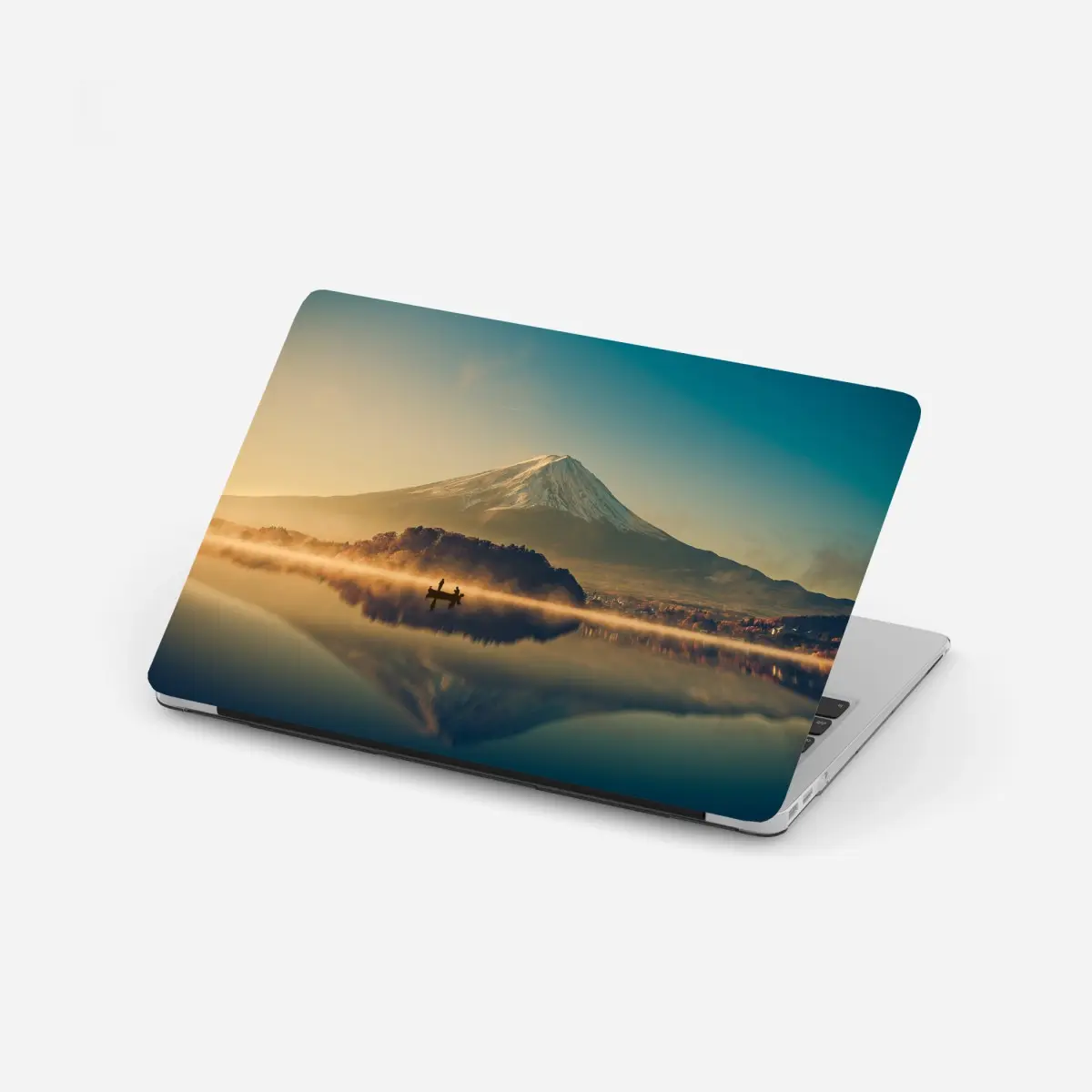 Laptop-Aufkleber sonnenaufgang über Mount Fuji am Kawaguchiko-See – Pixers®