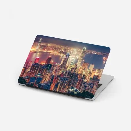 Laptop-Aufkleber Hongkong skyline bei nacht vom Victoria Peak – Pixers®