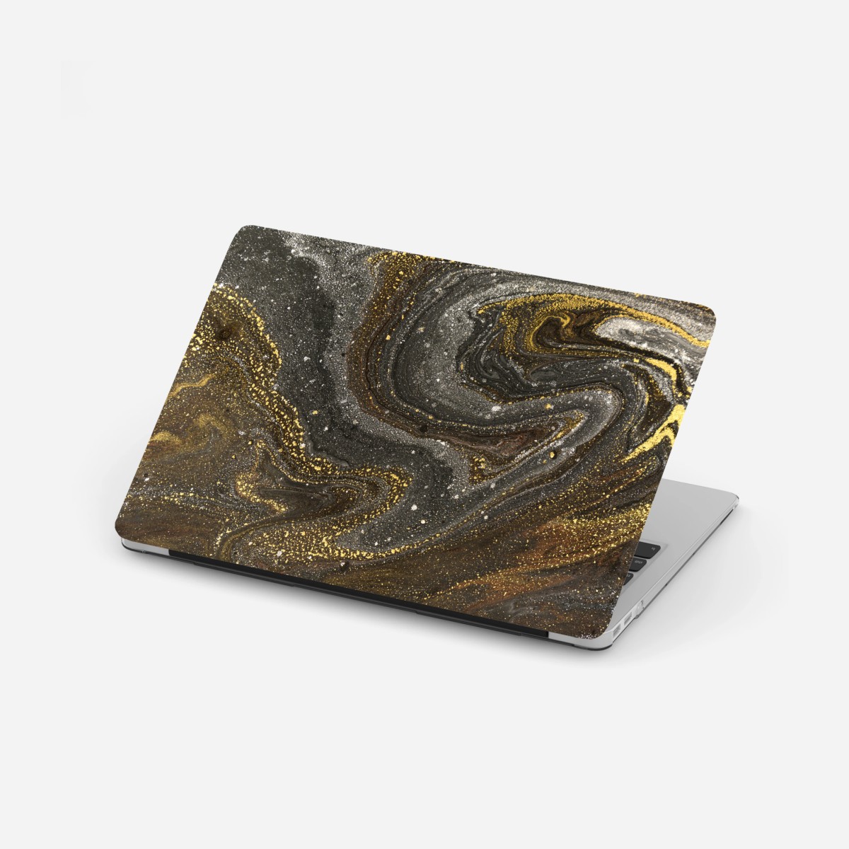 Laptop-Aufkleber gold-schwarzer marmorwirbel – Pixers®