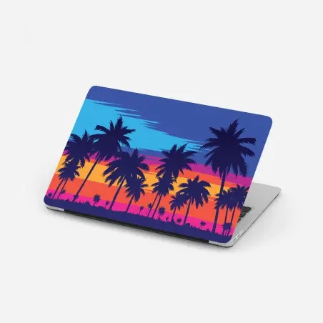 Laptop-Aufkleber bunter sonnenuntergang mit palmen – Pixers®