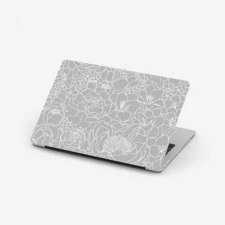 Laptop-Aufkleber subtiles graues blumenlinienmuster – Pixers®