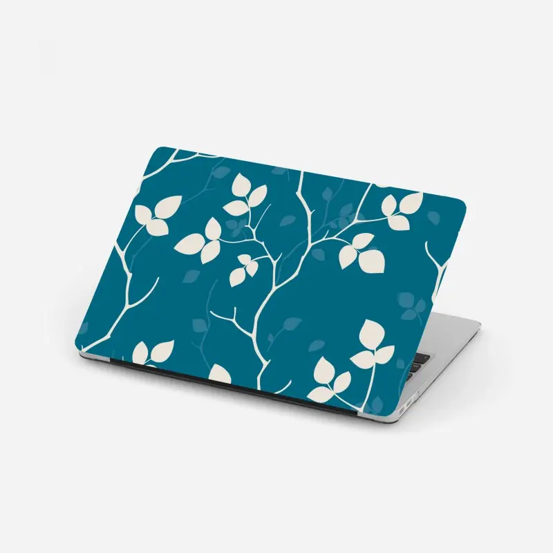 Laptop-Aufkleber türkises botanisches blattmuster