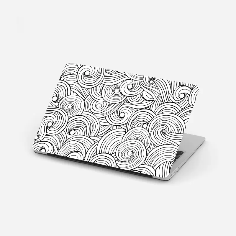Laptop-Aufkleber schwarzweißes spiralmuster