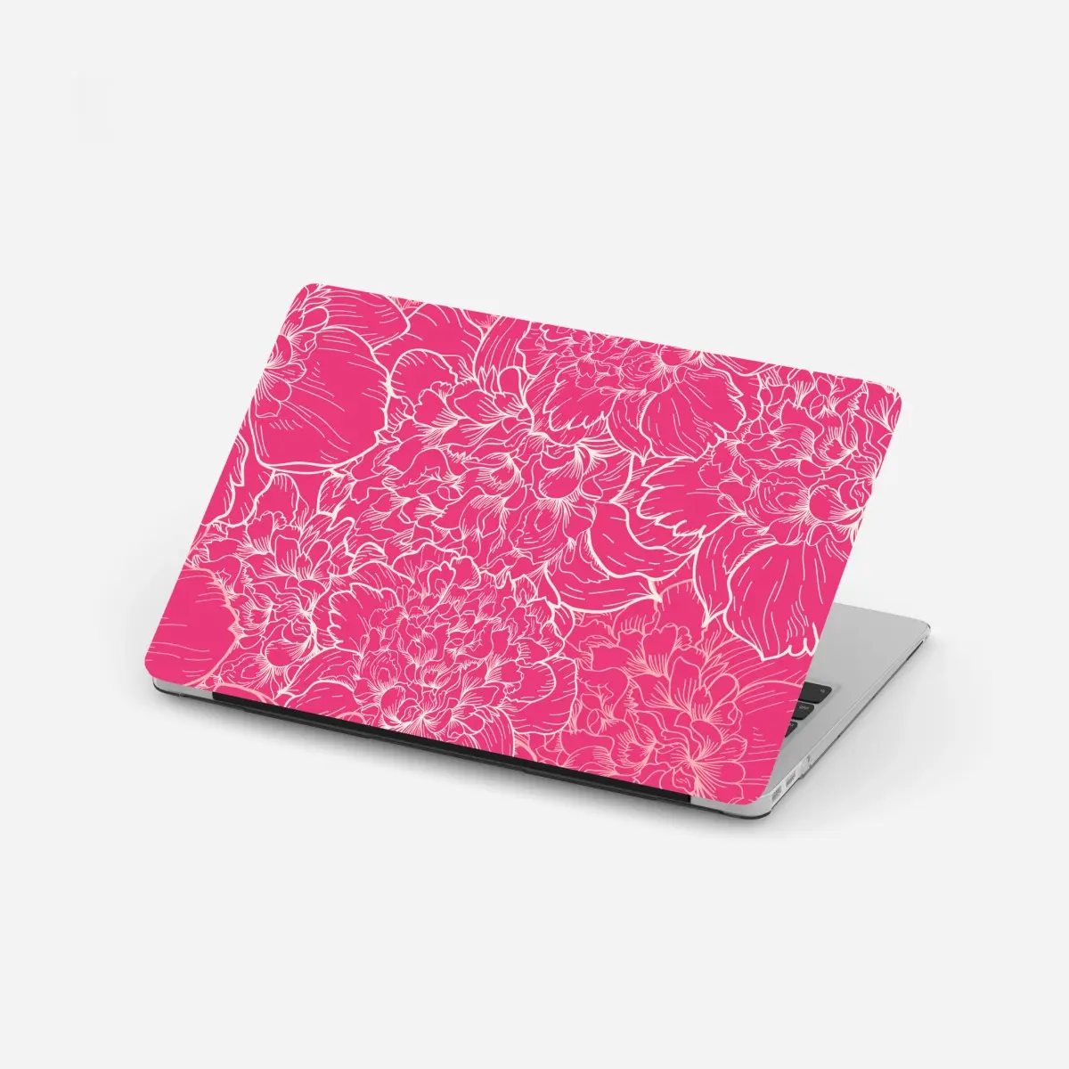 Laptop-Aufkleber leuchtendes rosa pfingstrosenmuster – Pixers®
