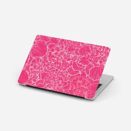 Laptop-Aufkleber leuchtendes rosa pfingstrosenmuster – Pixers®