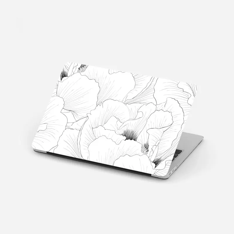 Laptop-Aufkleber feine botanische linienzeichnung mit blumen