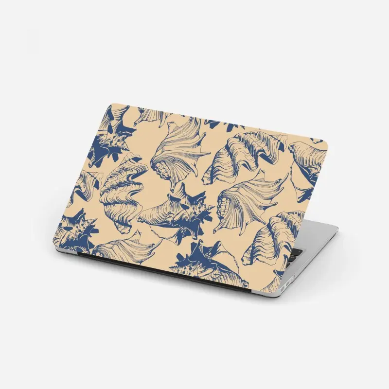 Laptop-Aufkleber muschelmuster in blau und beige