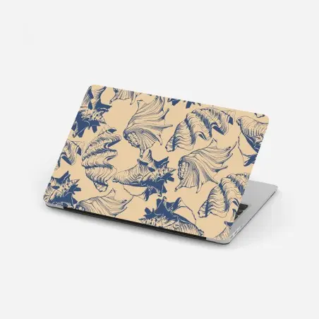 Laptop-Aufkleber muschelmuster in blau und beige – Pixers®