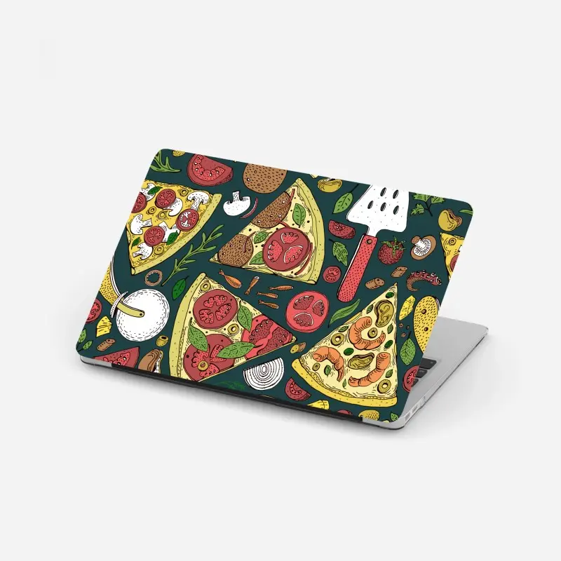 Laptop-Aufkleber buntes muster mit pizzastücken