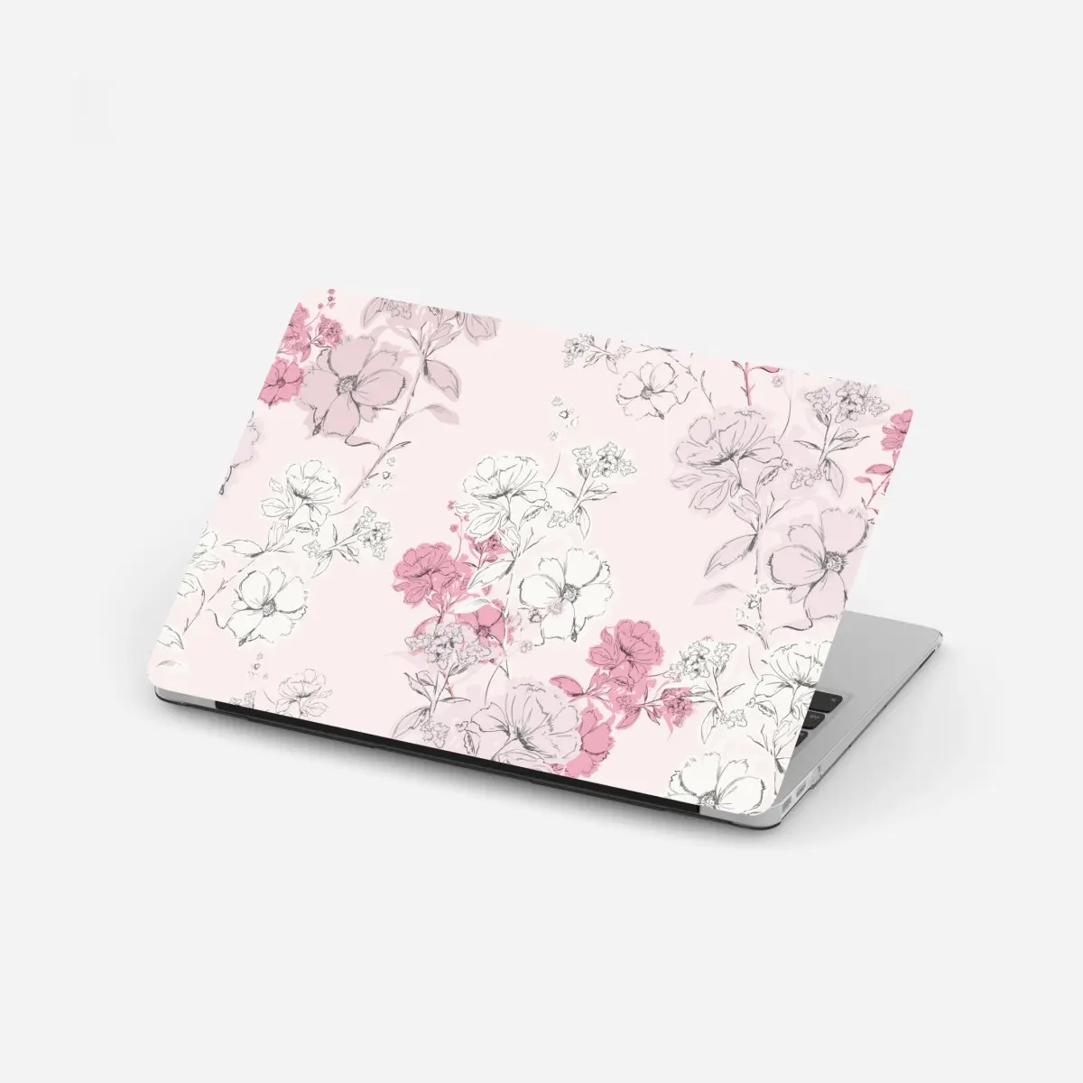 Laptop-Aufkleber zartes rosa blumenmuster – Pixers®