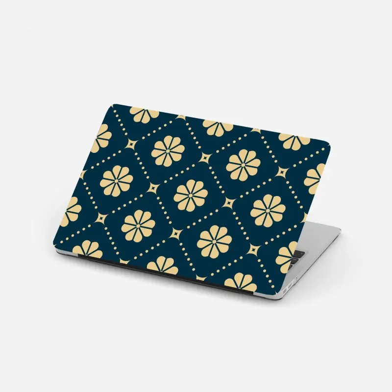 Laptop-Aufkleber türkis beiges blumen geometrisches muster