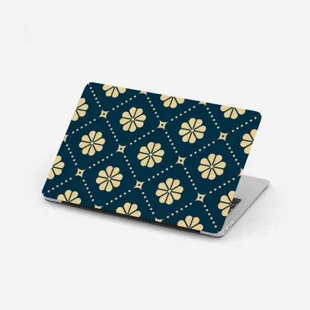 Laptop-Aufkleber türkis beiges blumen geometrisches muster – Pixers®