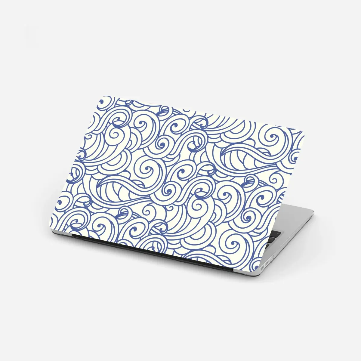 Laptop-Aufkleber nahtloses blaues wirbelmuster – Pixers®