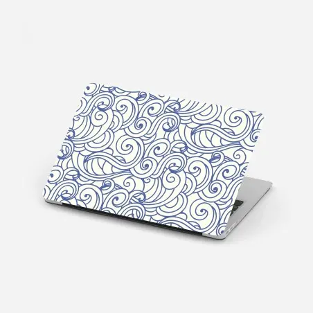 Laptop-Aufkleber nahtloses blaues wirbelmuster – Pixers®