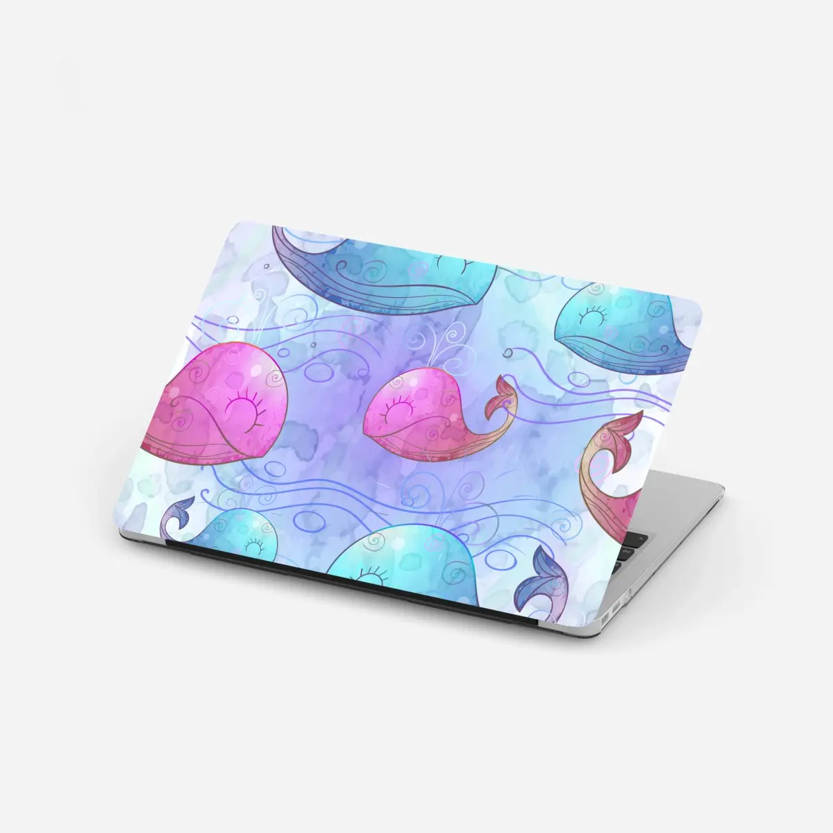 Laptop-Aufkleber aquarellwale im pastellmuster fürs kinderzimmer – Pixers®