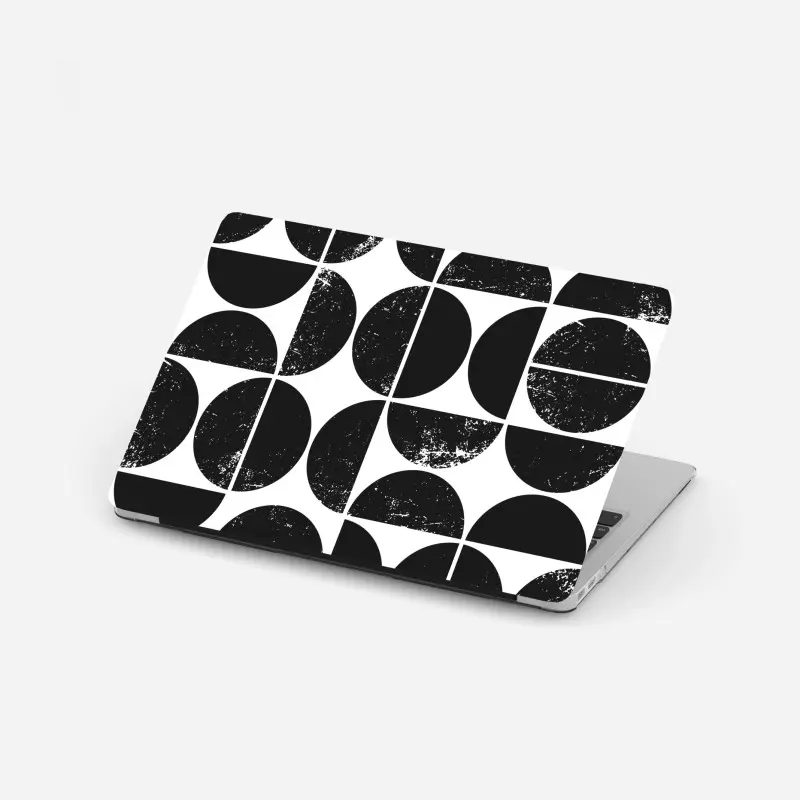 Laptop-Aufkleber schwarzes geometrisches kreismuster
