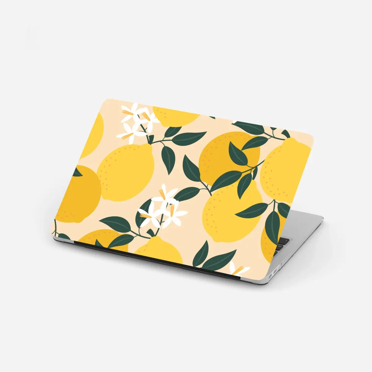 Laptop-Aufkleber leuchtendes zitronenmuster mit blüten – Pixers®