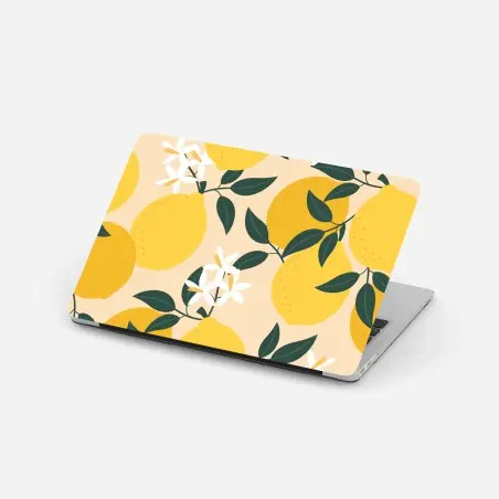 Laptop-Aufkleber leuchtendes zitronenmuster mit blüten – Pixers®