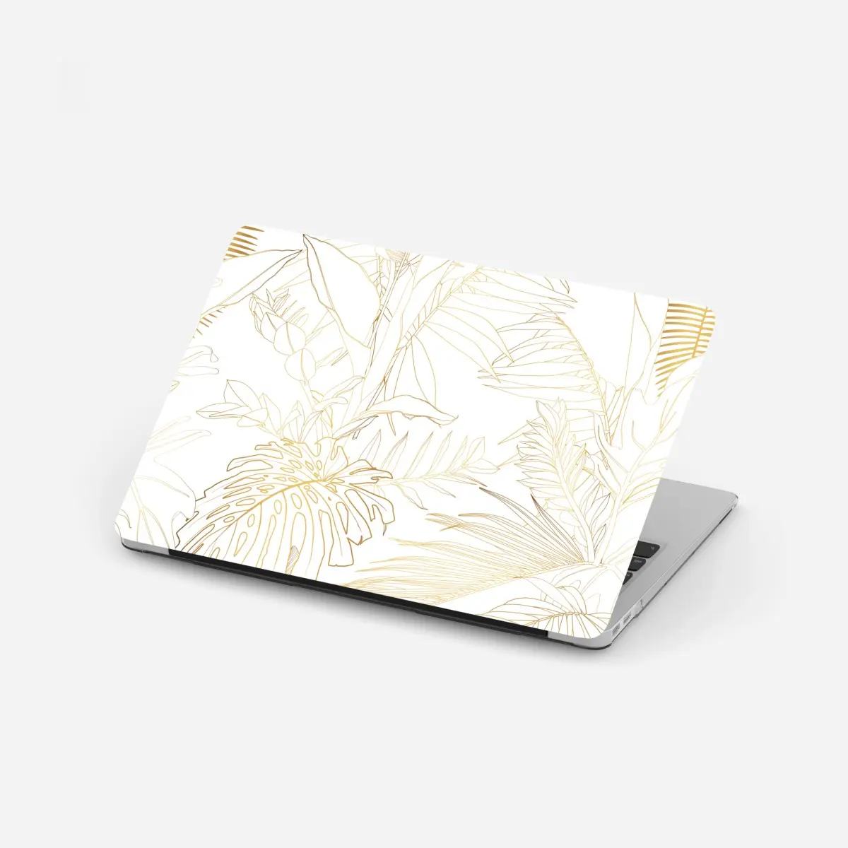 Laptop-Aufkleber goldene tropische blätter line art – Pixers®