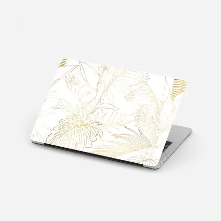 Laptop-Aufkleber goldene tropische blätter line art – Pixers®