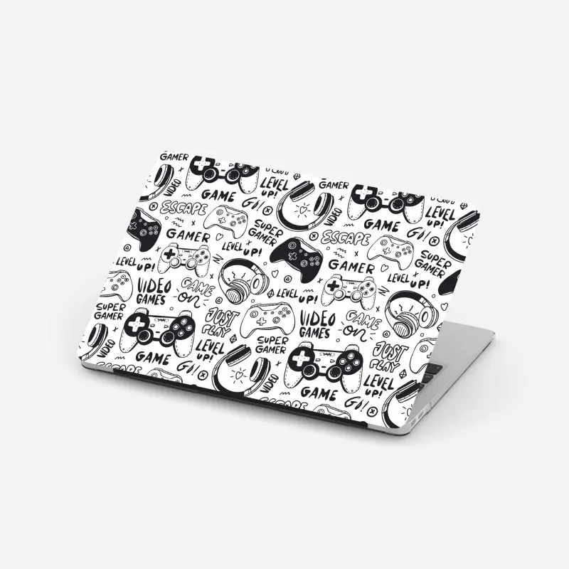 Laptop-Aufkleber doodle-muster mit videospiel-controllern