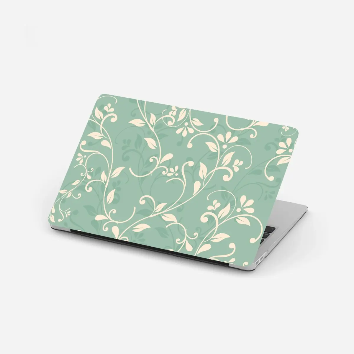 Laptop-Aufkleber minzfarbiges blumenmuster im vintage-stil – Pixers®