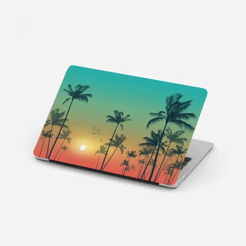 Laptop-Aufkleber tropischer sonnenuntergang mit palmensilhouetten
