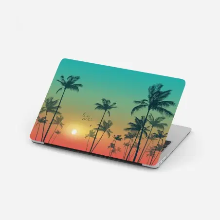 Laptop-Aufkleber tropischer sonnenuntergang mit palmensilhouetten – Pixers®