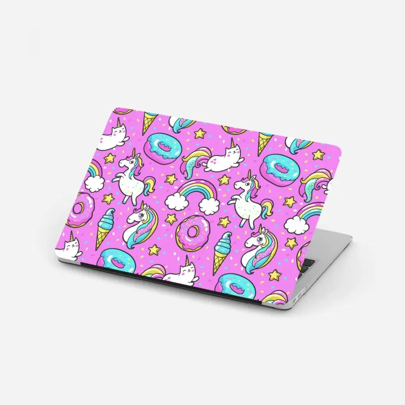 Laptop-Aufkleber pastell einhörner und süßigkeiten