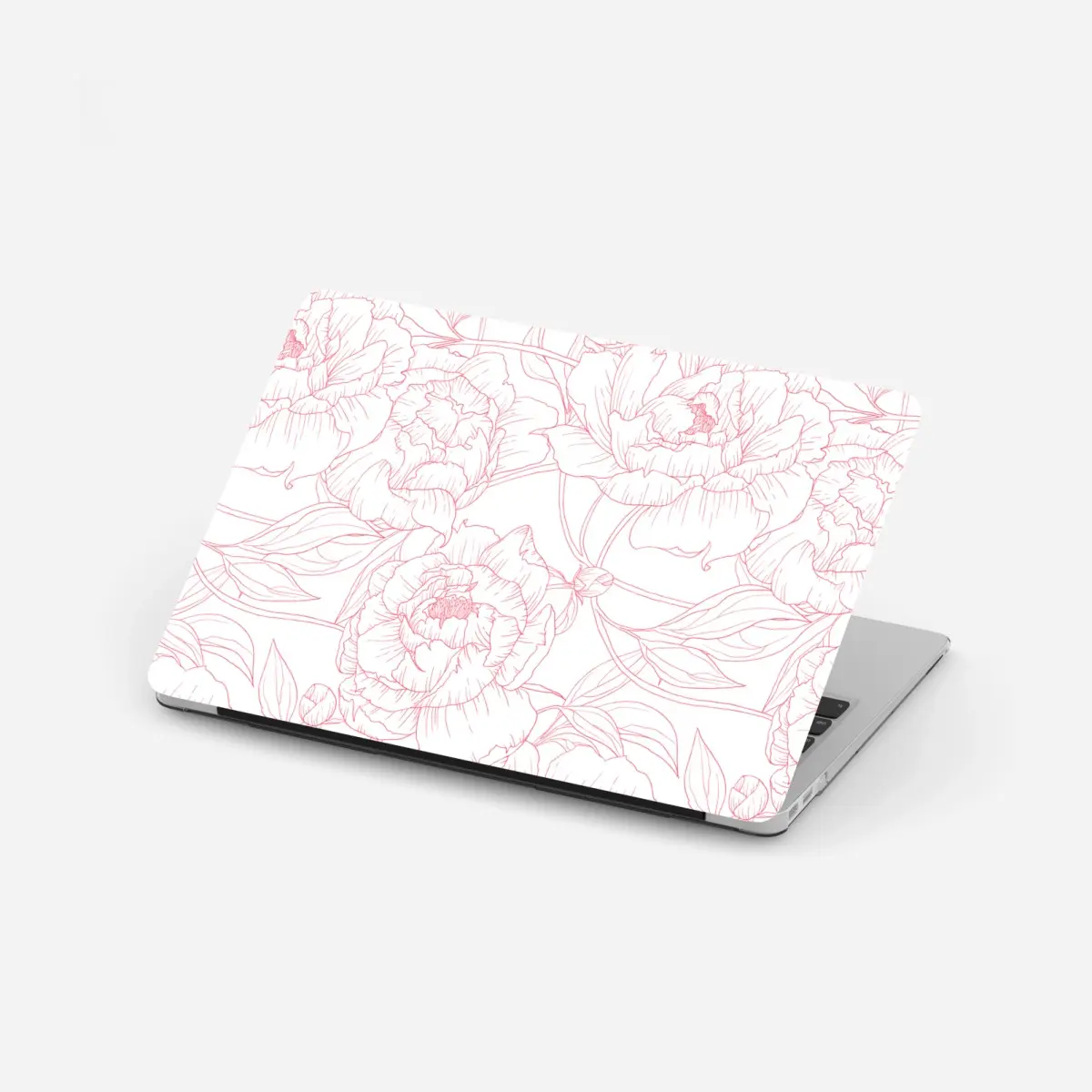 Laptop-Aufkleber zartes rosa paeonien-line-art-muster – Pixers®