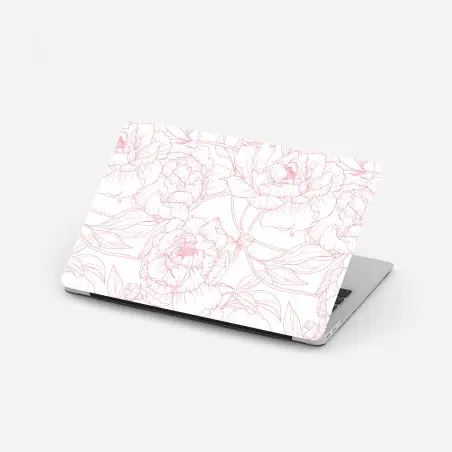 Laptop-Aufkleber zartes rosa paeonien-line-art-muster – Pixers®
