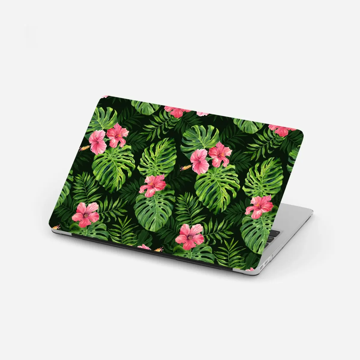 Laptop-Aufkleber tropisches monstera- und hibiskus-motiv – Pixers®