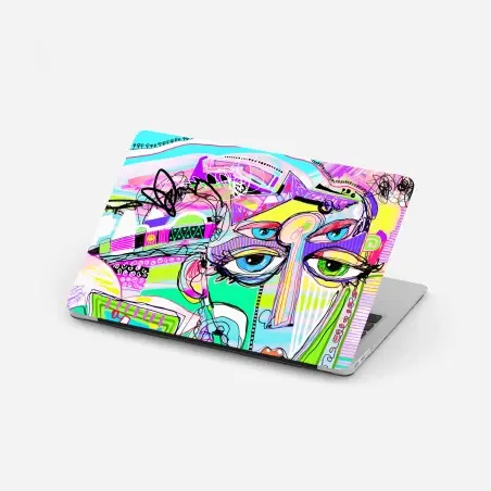Laptop-Aufkleber buntes abstraktes gesichtsporträt – Pixers®