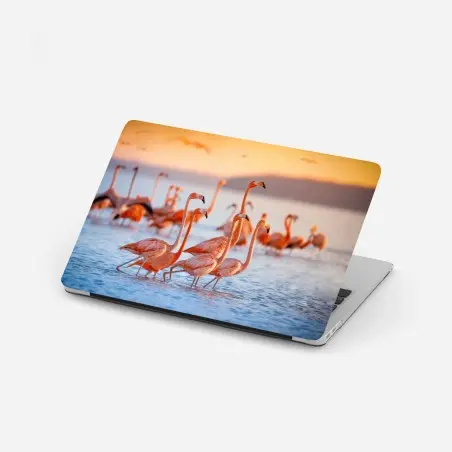 Laptop-Aufkleber rosa flamingos bei sonnenuntergang – Pixers®