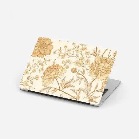 Laptop-Aufkleber vintage beiges blumenmuster mit pfingstrosen – Pixers®