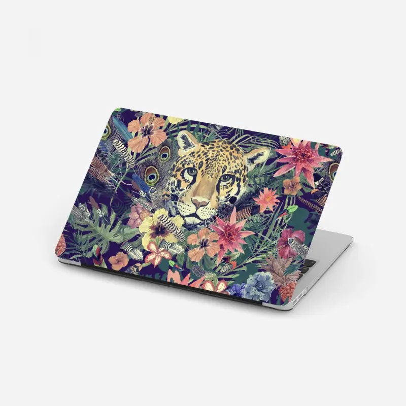 Laptop-Aufkleber vintage aquarell leopard im tropischen dschungel
