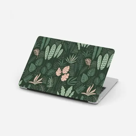 Laptop-Aufkleber tropisches blättermuster in sanften grüntönen und rosa – Pixers®