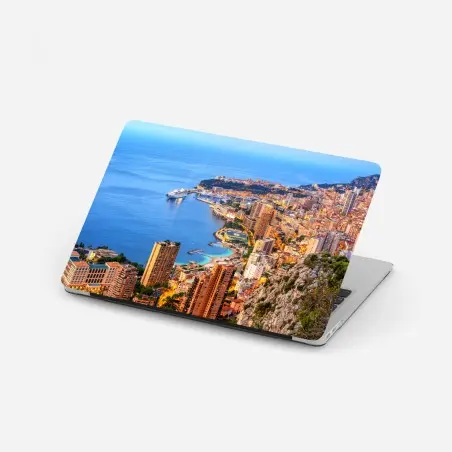 Laptop-Aufkleber Monaco küstenstadt panorama bei dämmerung – Pixers®