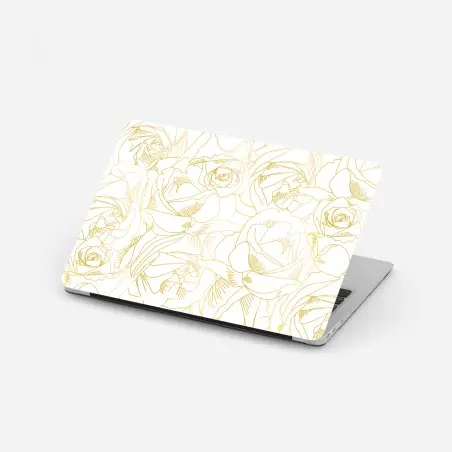 Laptop-Aufkleber goldene rosen linienzeichnung – Pixers®