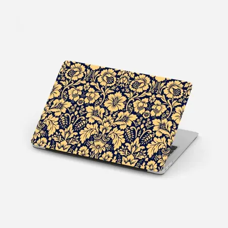 Laptop-Aufkleber dunkelblau-beiges damastmuster – Pixers®