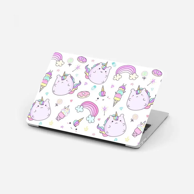 Laptop-Aufkleber verspieltes pastell-einhorn-katzenmuster