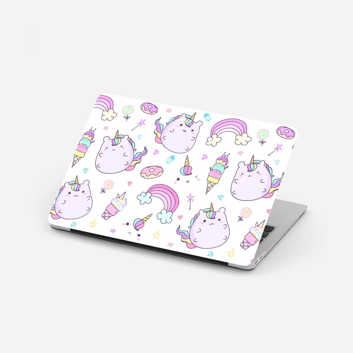 Laptop-Aufkleber verspieltes pastell-einhorn-katzenmuster – Pixers®