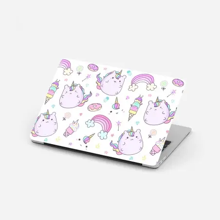 Laptop-Aufkleber verspieltes pastell-einhorn-katzenmuster – Pixers®