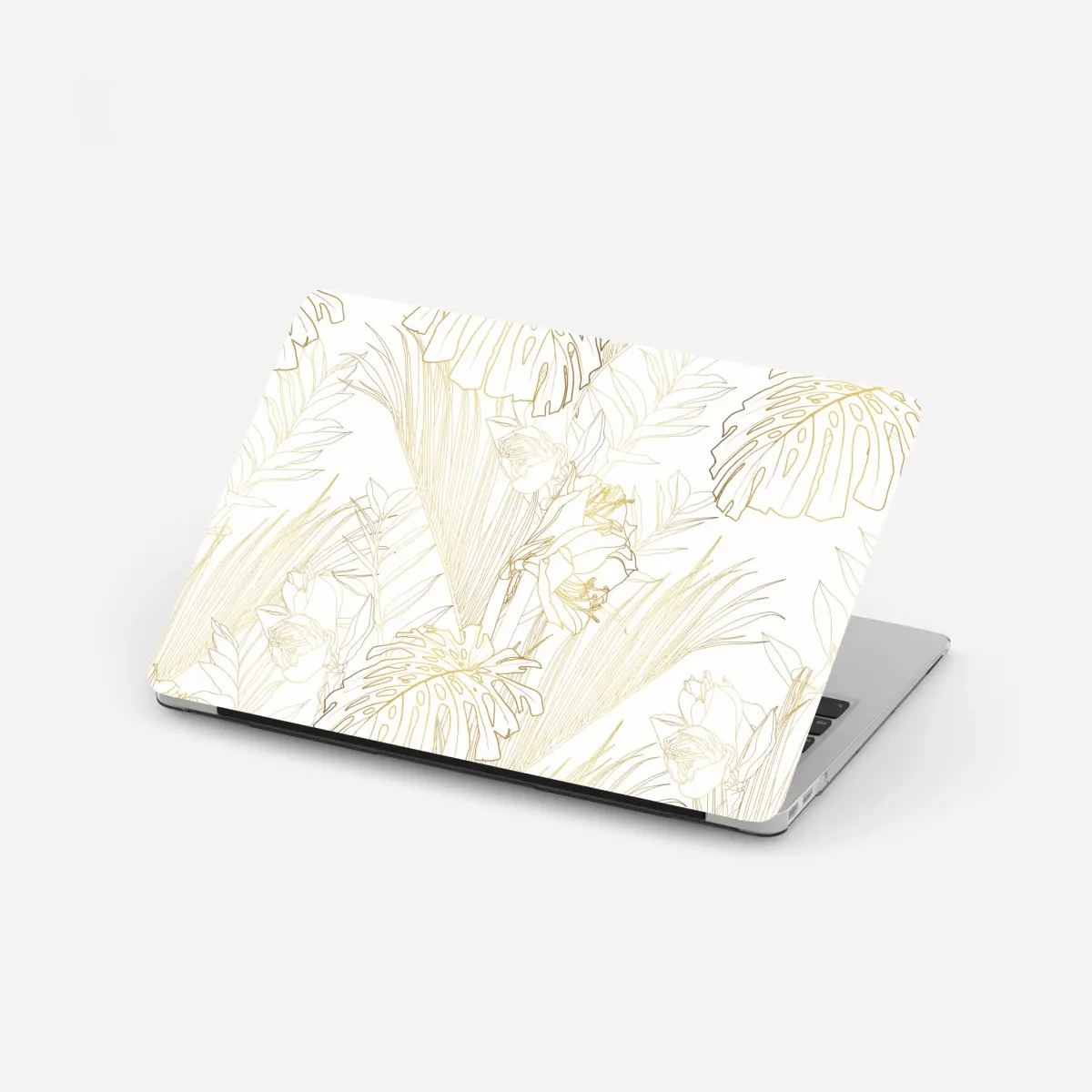 Laptop-Aufkleber goldenes tropisches blattmuster – Pixers®