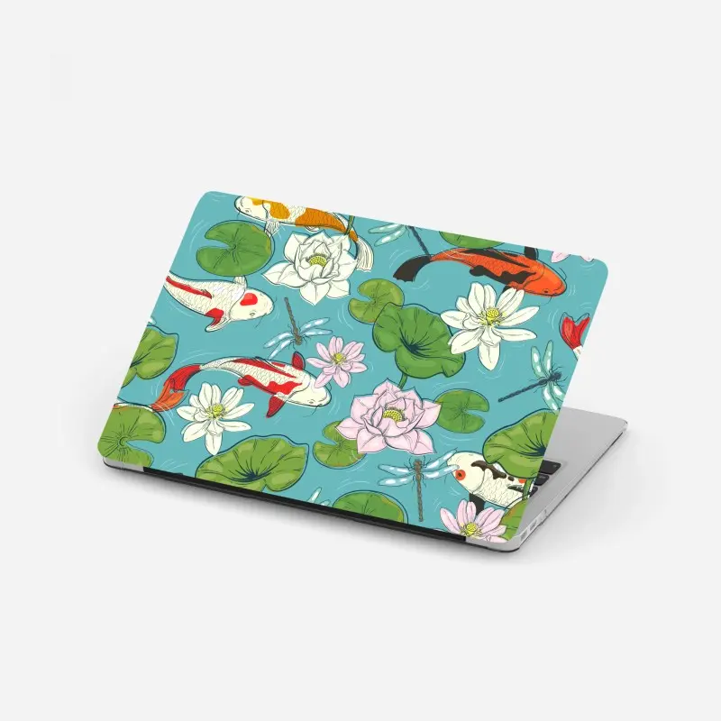Laptop-Aufkleber ruhiger koi-teich mit lotuspflanzen