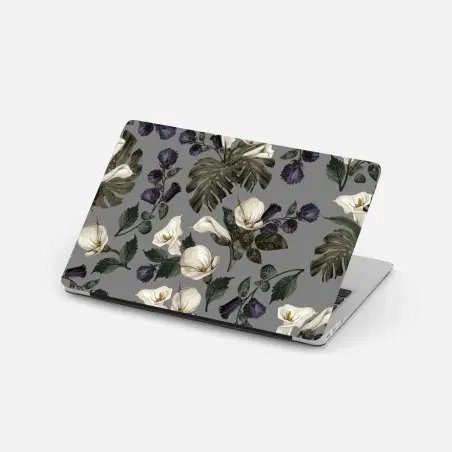 Laptop-Aufkleber vintage calla blumenmuster auf grauem hintergrund – Pixers®