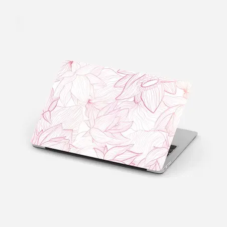 Laptop-Aufkleber zartes rosa blumenlinienmuster – Pixers®