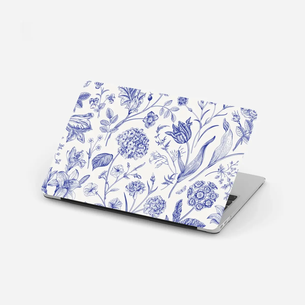 Laptop-Aufkleber klassisches blaues toile blumenmuster – Pixers®