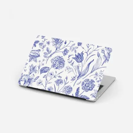 Laptop-Aufkleber klassisches blaues toile blumenmuster – Pixers®